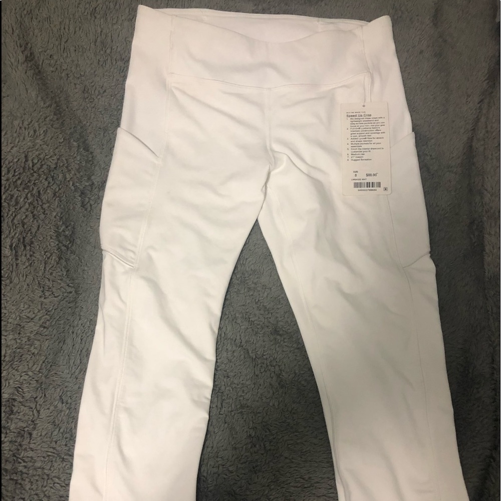 White Lululemon speed up crops NEW WITH TAGS